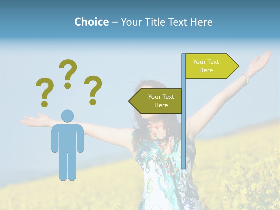 Beautiful Young Happy Woman On Rapeseed Field In Bloom PowerPoint Template