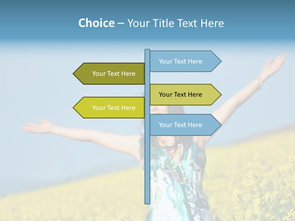 Beautiful Young Happy Woman On Rapeseed Field In Bloom PowerPoint Template