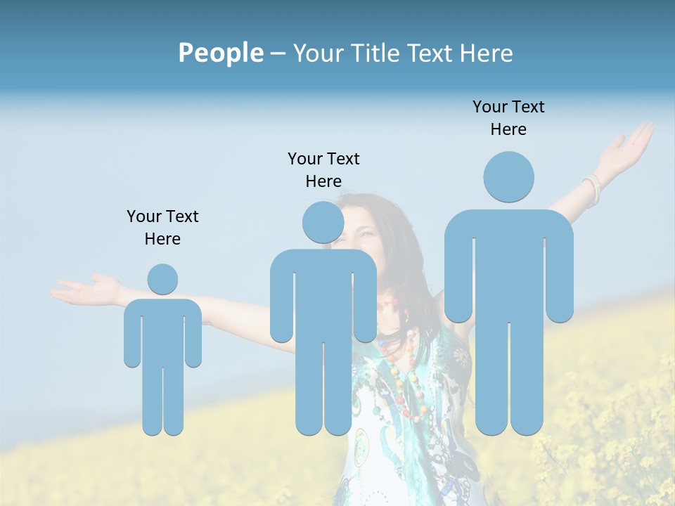 Beautiful Young Happy Woman On Rapeseed Field In Bloom PowerPoint Template