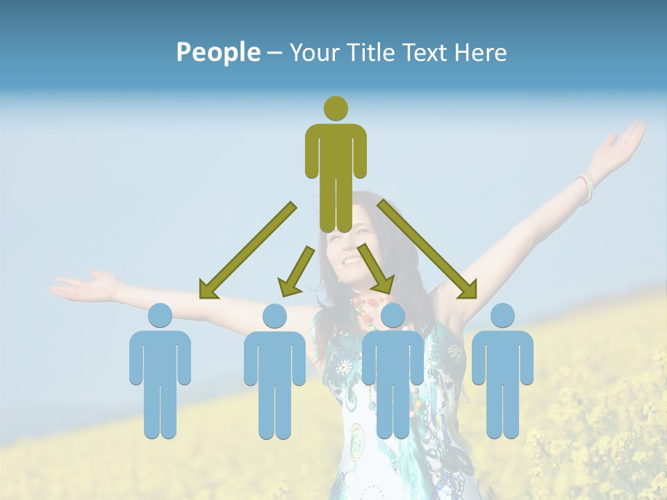 Beautiful Young Happy Woman On Rapeseed Field In Bloom PowerPoint Template