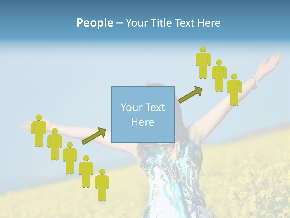 Beautiful Young Happy Woman On Rapeseed Field In Bloom PowerPoint Template