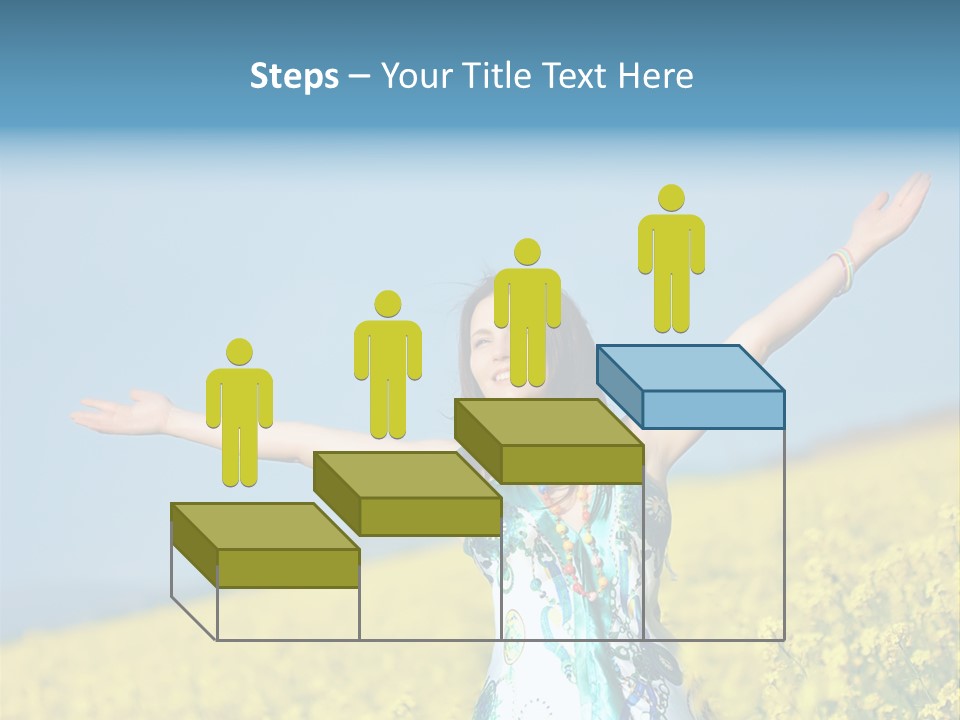 Beautiful Young Happy Woman On Rapeseed Field In Bloom PowerPoint Template