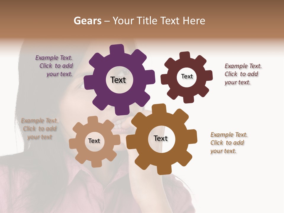 A Young Woman Is Very Nervous And Have Bad Habit By Biting Her Fingernail. PowerPoint Template