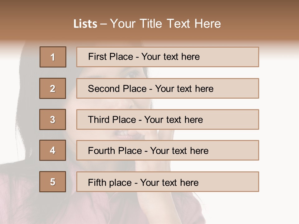 A Young Woman Is Very Nervous And Have Bad Habit By Biting Her Fingernail. PowerPoint Template