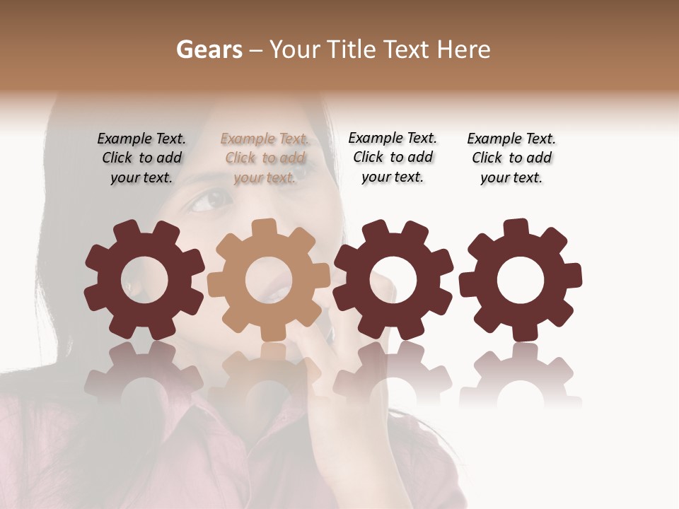 A Young Woman Is Very Nervous And Have Bad Habit By Biting Her Fingernail. PowerPoint Template