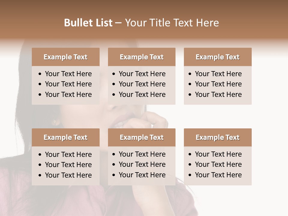 A Young Woman Is Very Nervous And Have Bad Habit By Biting Her Fingernail. PowerPoint Template