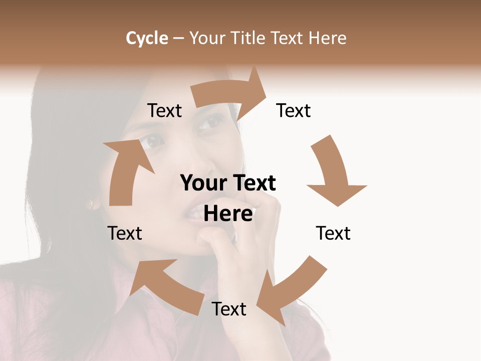 A Young Woman Is Very Nervous And Have Bad Habit By Biting Her Fingernail. PowerPoint Template