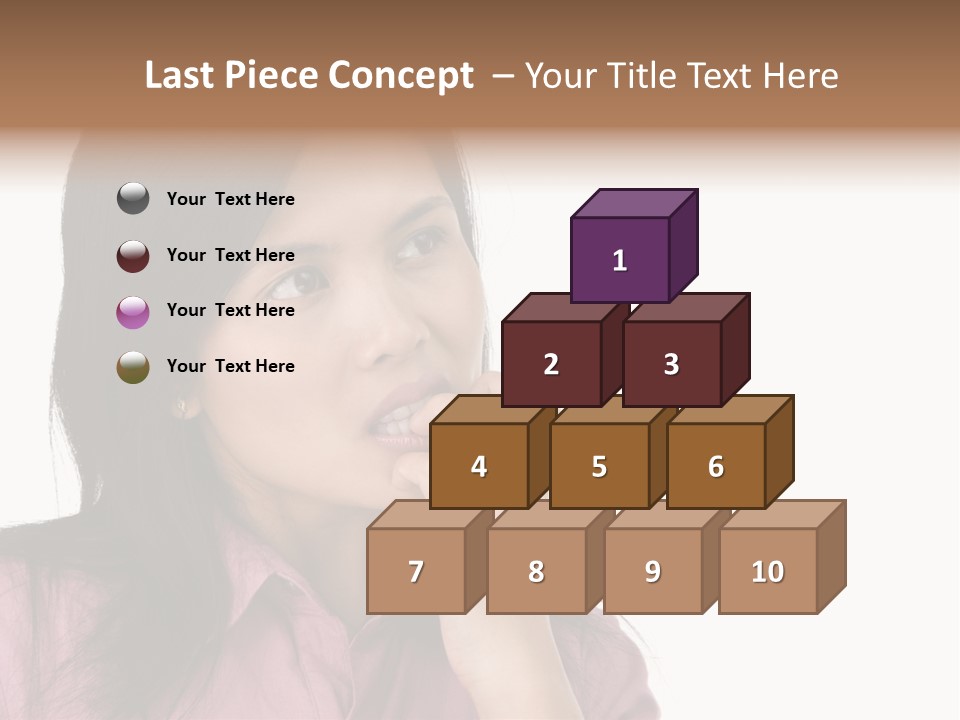 A Young Woman Is Very Nervous And Have Bad Habit By Biting Her Fingernail. PowerPoint Template