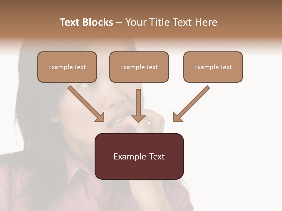 A Young Woman Is Very Nervous And Have Bad Habit By Biting Her Fingernail. PowerPoint Template