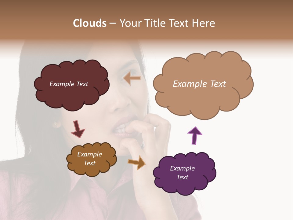 A Young Woman Is Very Nervous And Have Bad Habit By Biting Her Fingernail. PowerPoint Template