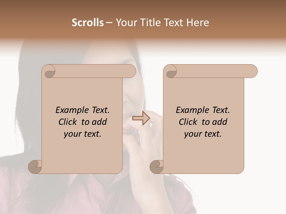 A Young Woman Is Very Nervous And Have Bad Habit By Biting Her Fingernail. PowerPoint Template