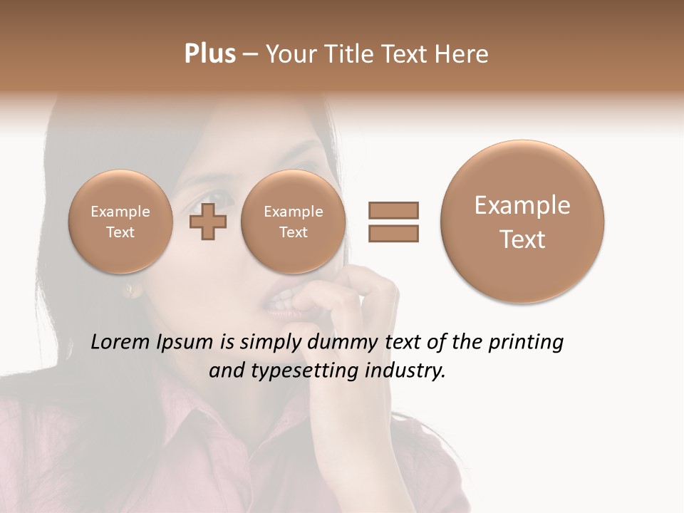 A Young Woman Is Very Nervous And Have Bad Habit By Biting Her Fingernail. PowerPoint Template