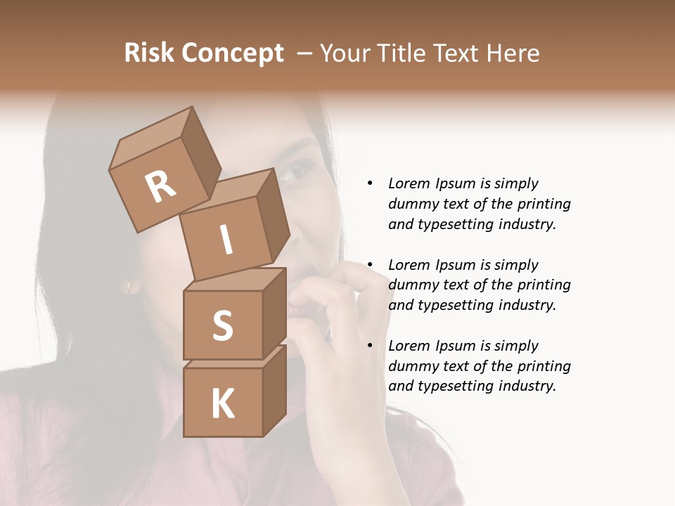 A Young Woman Is Very Nervous And Have Bad Habit By Biting Her Fingernail. PowerPoint Template