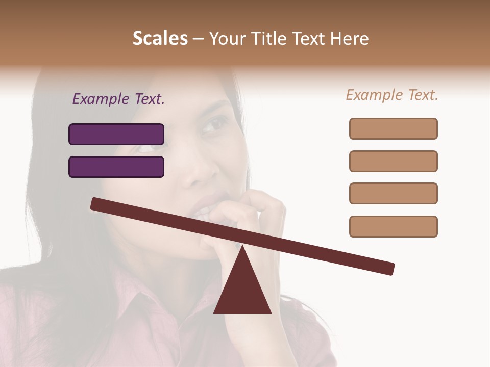 A Young Woman Is Very Nervous And Have Bad Habit By Biting Her Fingernail. PowerPoint Template