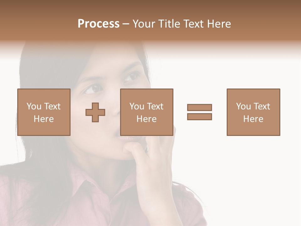 A Young Woman Is Very Nervous And Have Bad Habit By Biting Her Fingernail. PowerPoint Template