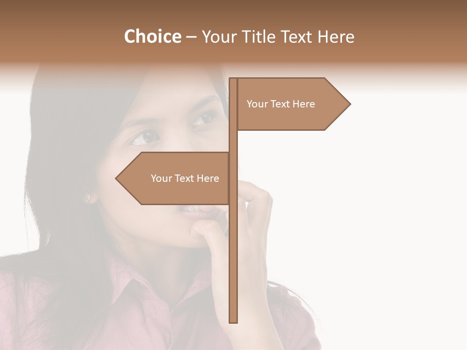 A Young Woman Is Very Nervous And Have Bad Habit By Biting Her Fingernail. PowerPoint Template