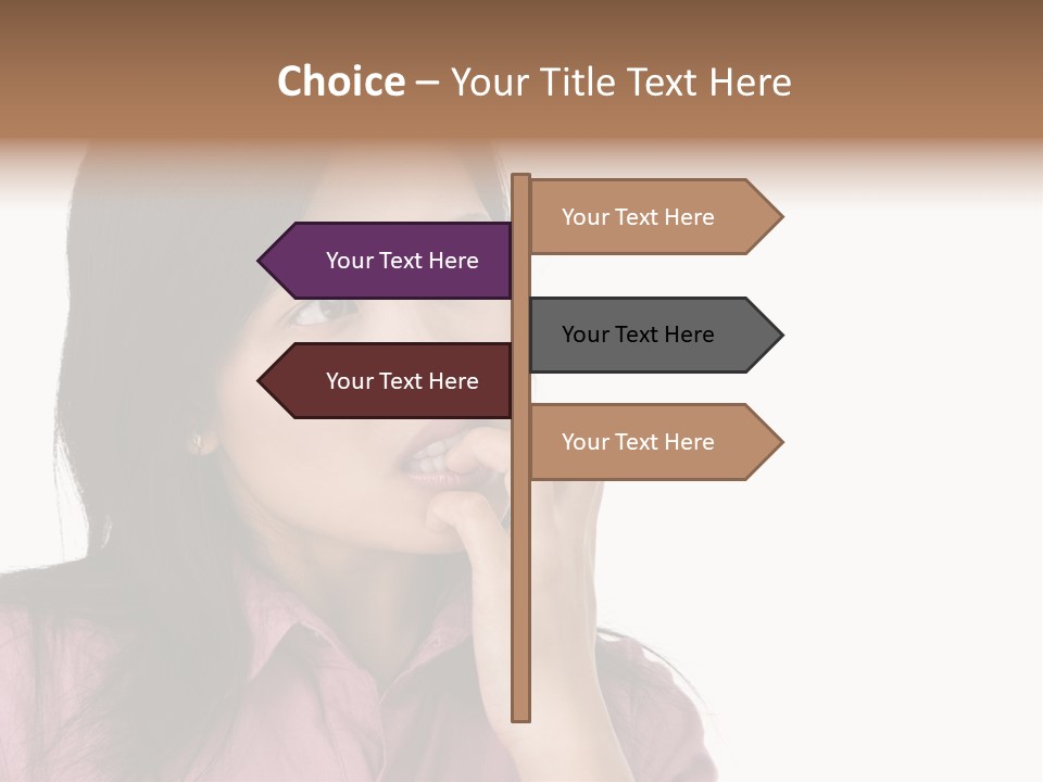 A Young Woman Is Very Nervous And Have Bad Habit By Biting Her Fingernail. PowerPoint Template