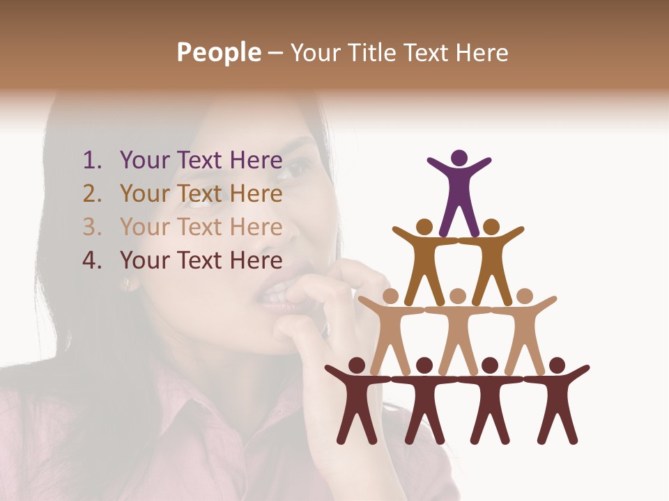 A Young Woman Is Very Nervous And Have Bad Habit By Biting Her Fingernail. PowerPoint Template