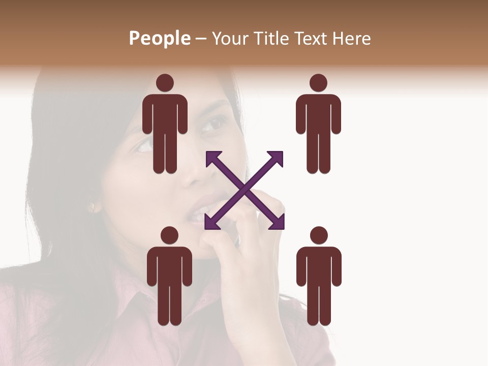 A Young Woman Is Very Nervous And Have Bad Habit By Biting Her Fingernail. PowerPoint Template