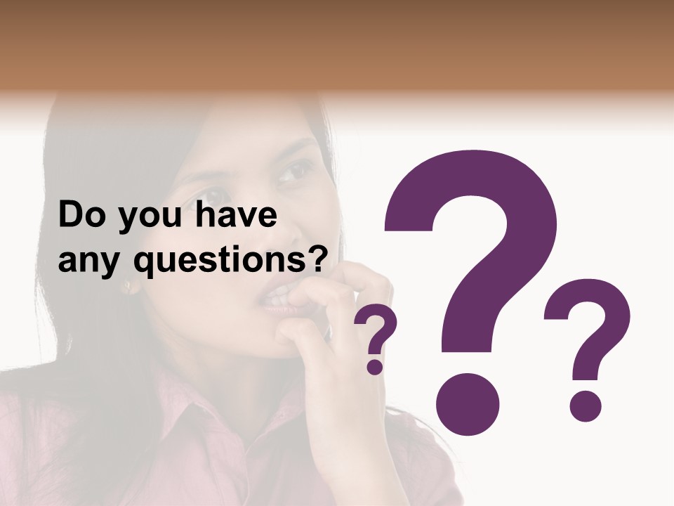 A Young Woman Is Very Nervous And Have Bad Habit By Biting Her Fingernail. PowerPoint Template