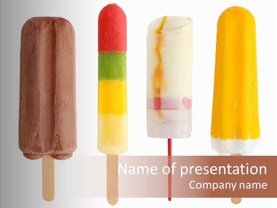 Four Colorful Popsicle Isolated On White Background PowerPoint Template