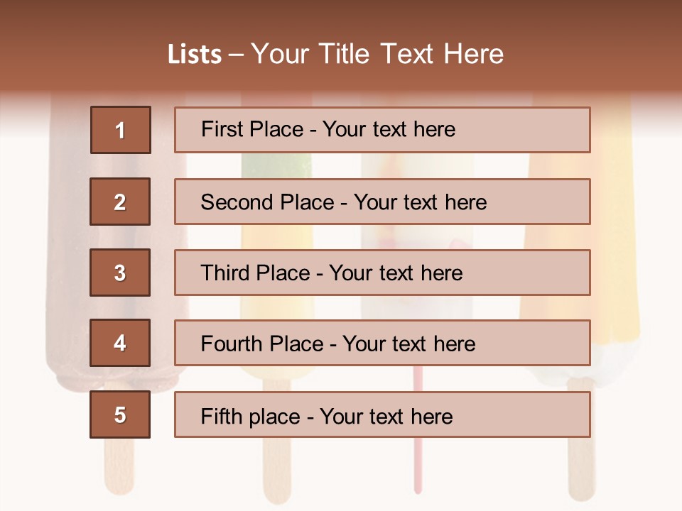 Four Colorful Popsicle Isolated On White Background PowerPoint Template