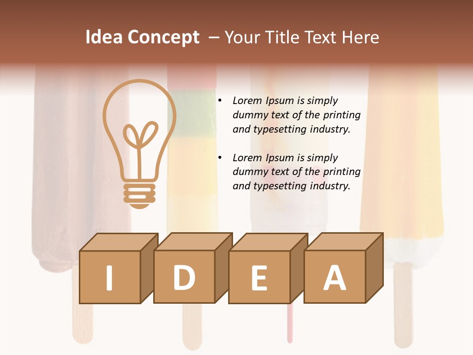 Four Colorful Popsicle Isolated On White Background PowerPoint Template