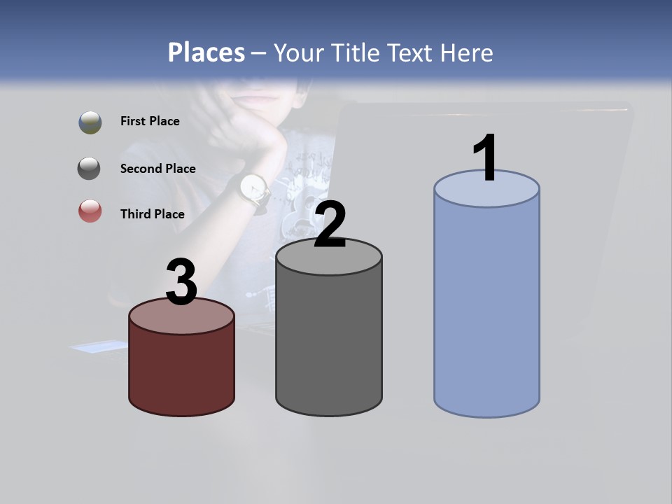 Funny Smiling Boy Spending Time With Notebook PowerPoint Template