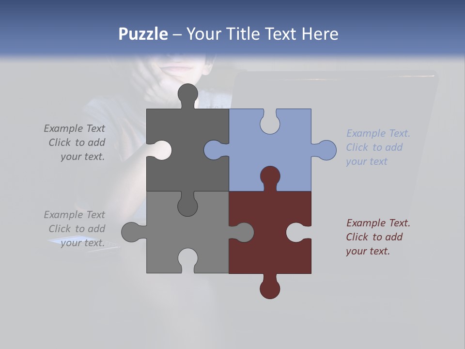 Funny Smiling Boy Spending Time With Notebook PowerPoint Template