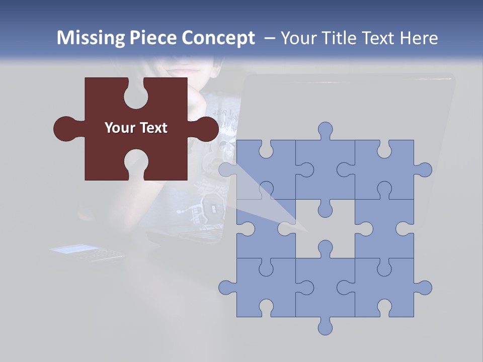 Funny Smiling Boy Spending Time With Notebook PowerPoint Template