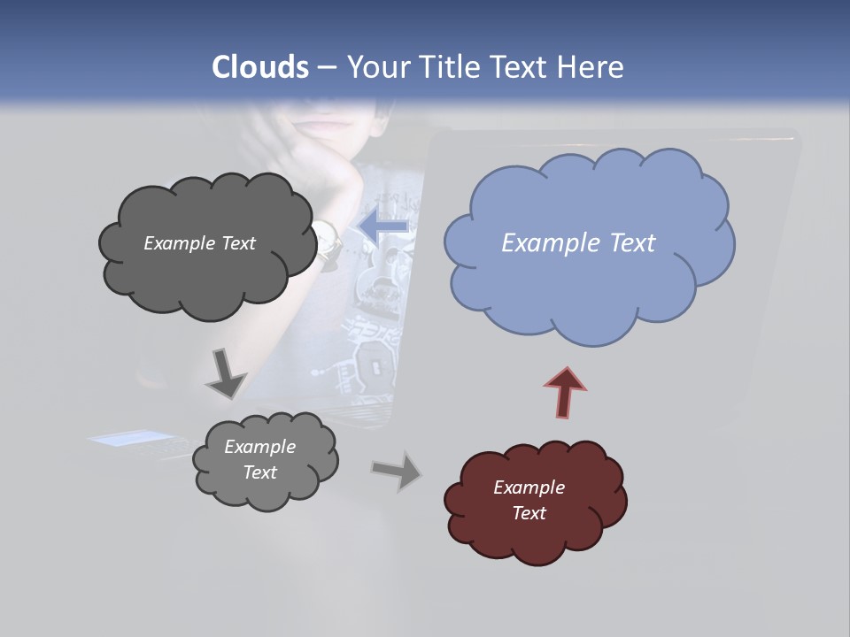 Funny Smiling Boy Spending Time With Notebook PowerPoint Template