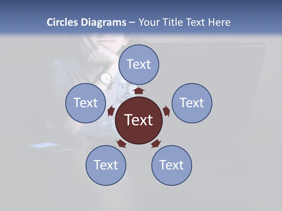 Funny Smiling Boy Spending Time With Notebook PowerPoint Template