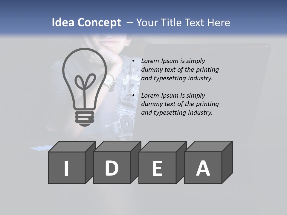 Funny Smiling Boy Spending Time With Notebook PowerPoint Template