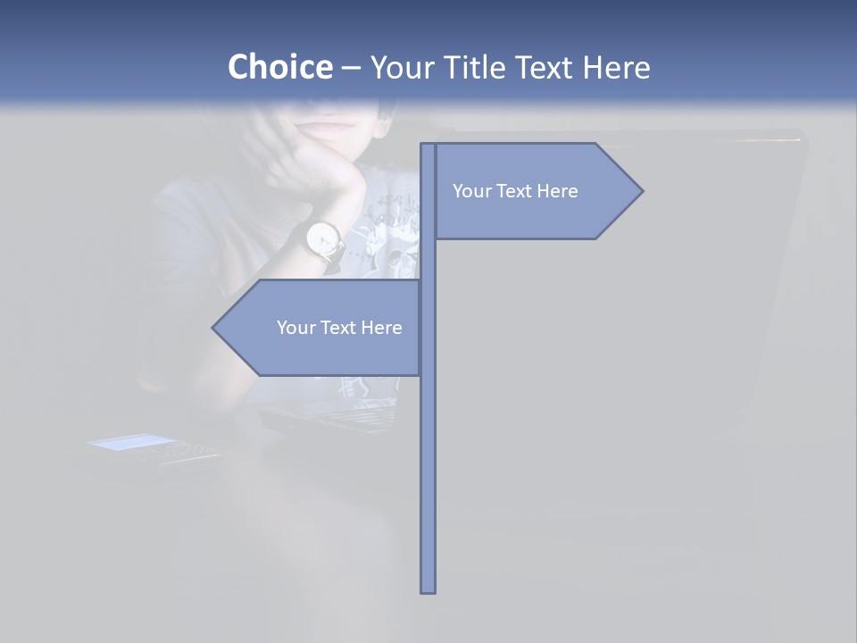 Funny Smiling Boy Spending Time With Notebook PowerPoint Template