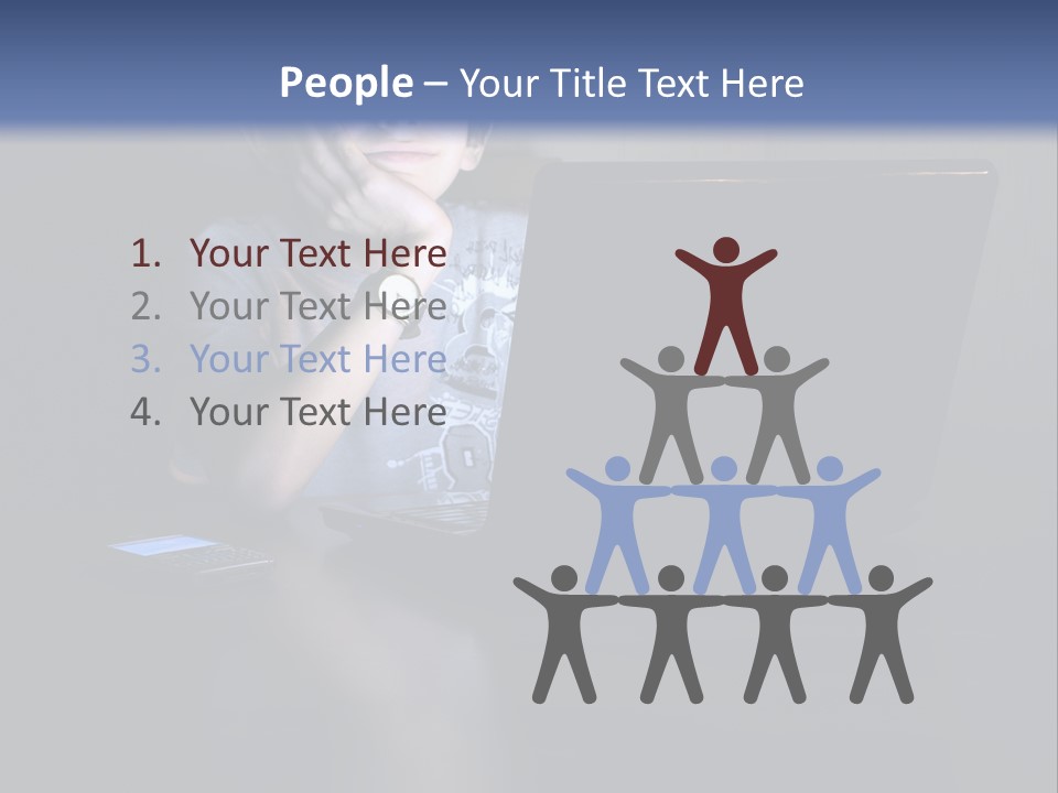 Funny Smiling Boy Spending Time With Notebook PowerPoint Template