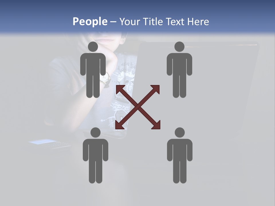 Funny Smiling Boy Spending Time With Notebook PowerPoint Template