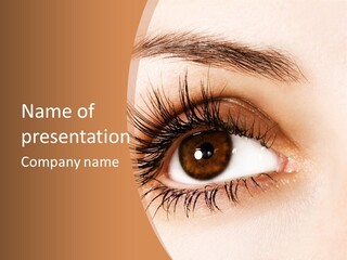 Woman Eye With Extremely Long Eyelashes PowerPoint Template