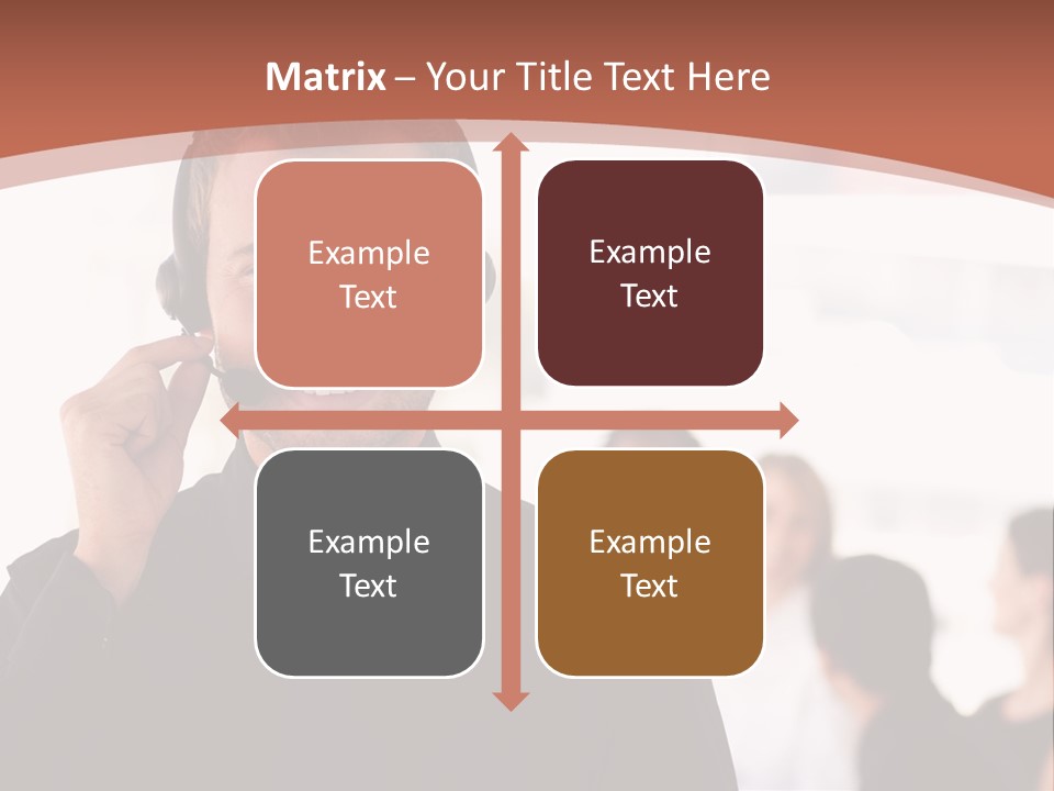 A Man Wearing A Headset With A Group Of People In The Background PowerPoint Template