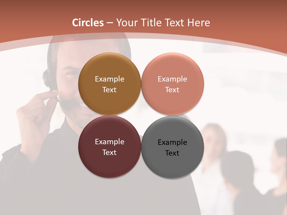 A Man Wearing A Headset With A Group Of People In The Background PowerPoint Template