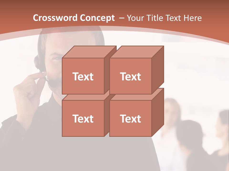 A Man Wearing A Headset With A Group Of People In The Background PowerPoint Template