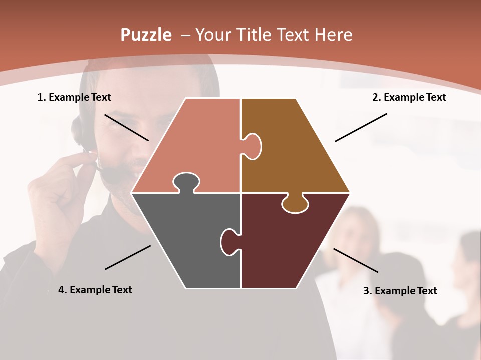 A Man Wearing A Headset With A Group Of People In The Background PowerPoint Template