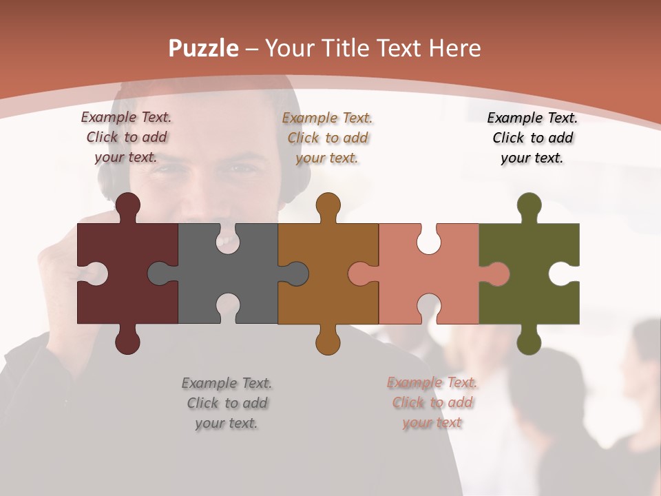 A Man Wearing A Headset With A Group Of People In The Background PowerPoint Template