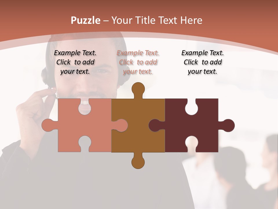 A Man Wearing A Headset With A Group Of People In The Background PowerPoint Template