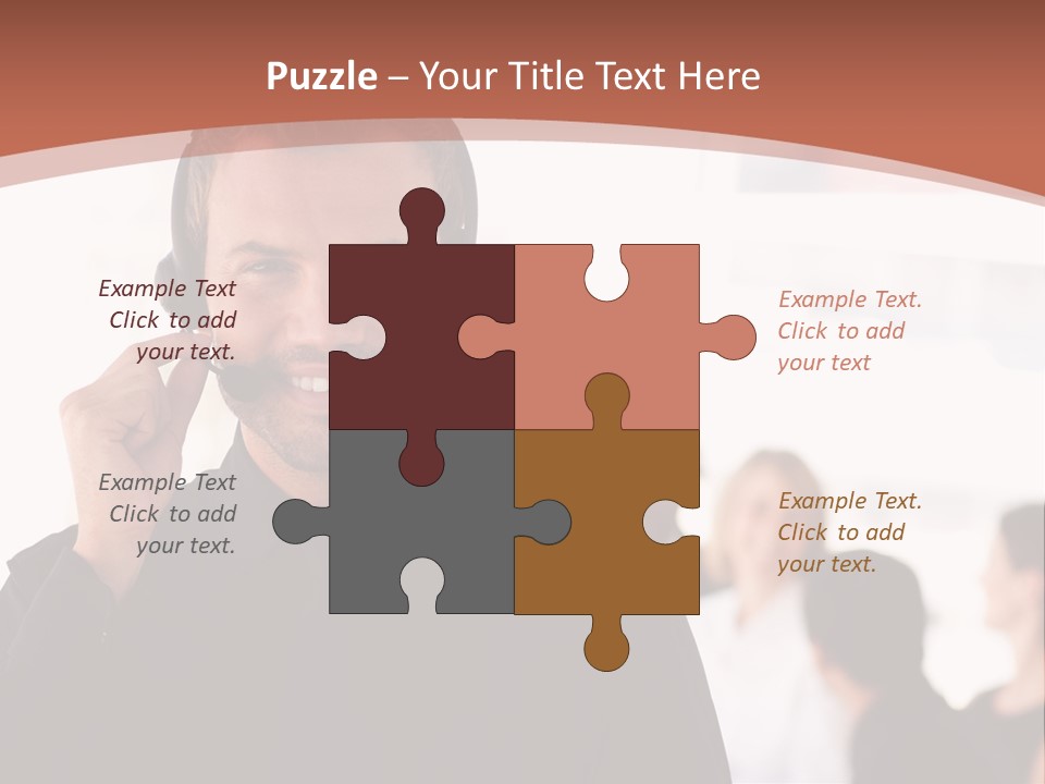 A Man Wearing A Headset With A Group Of People In The Background PowerPoint Template