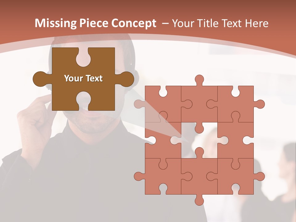 A Man Wearing A Headset With A Group Of People In The Background PowerPoint Template