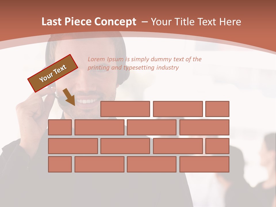 A Man Wearing A Headset With A Group Of People In The Background PowerPoint Template