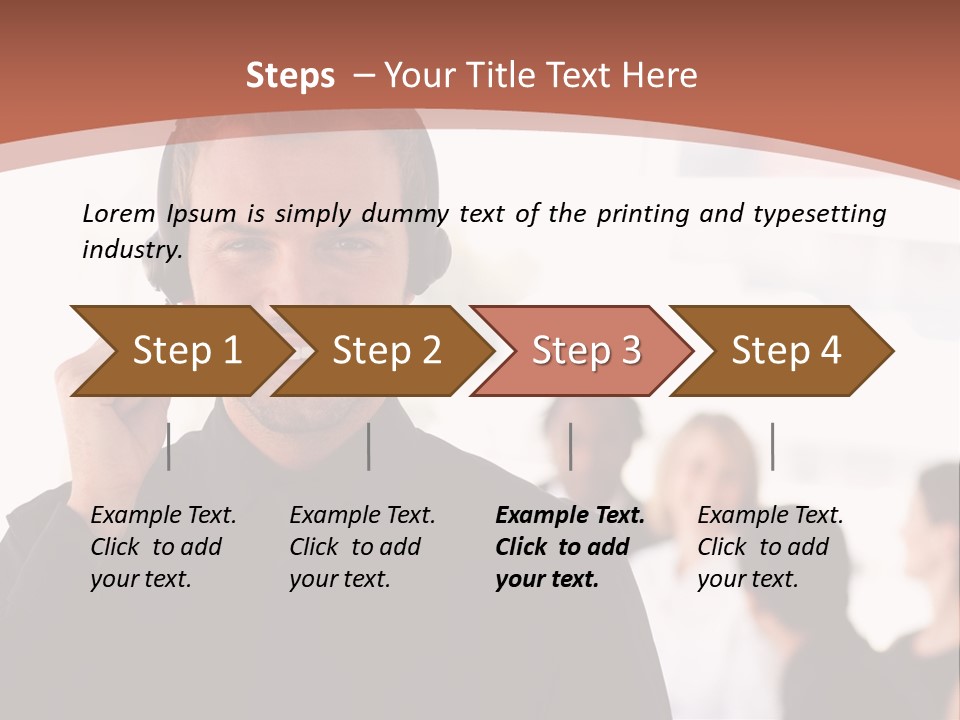 A Man Wearing A Headset With A Group Of People In The Background PowerPoint Template
