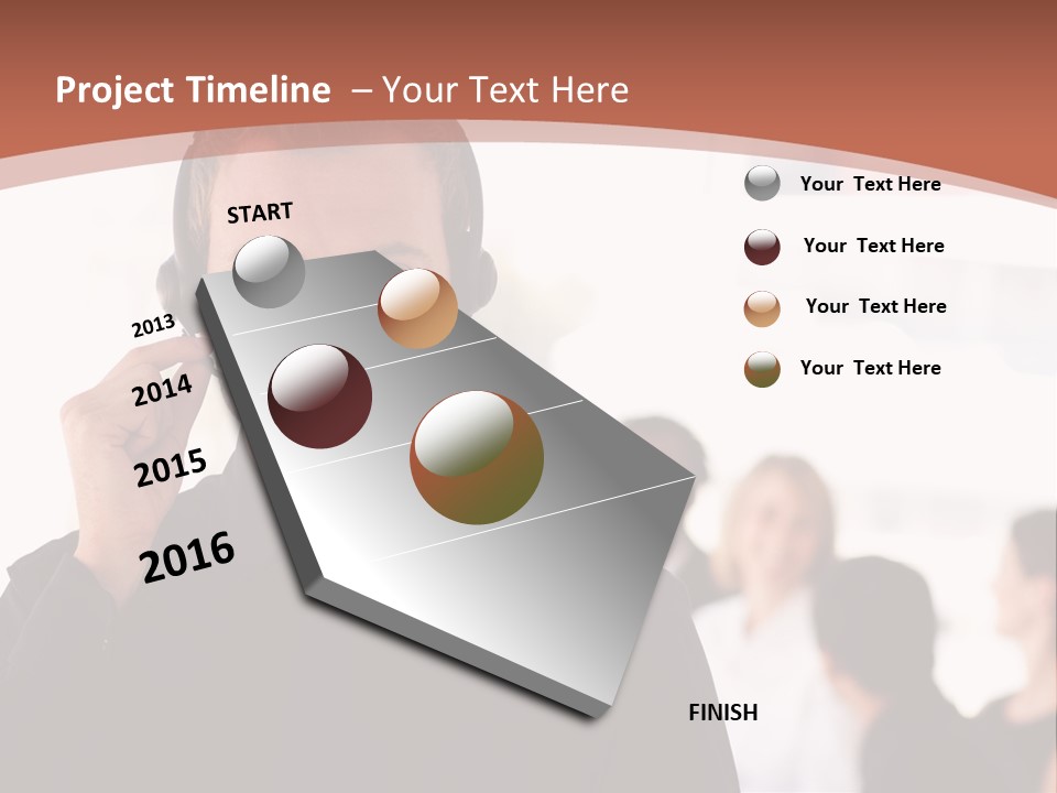 A Man Wearing A Headset With A Group Of People In The Background PowerPoint Template