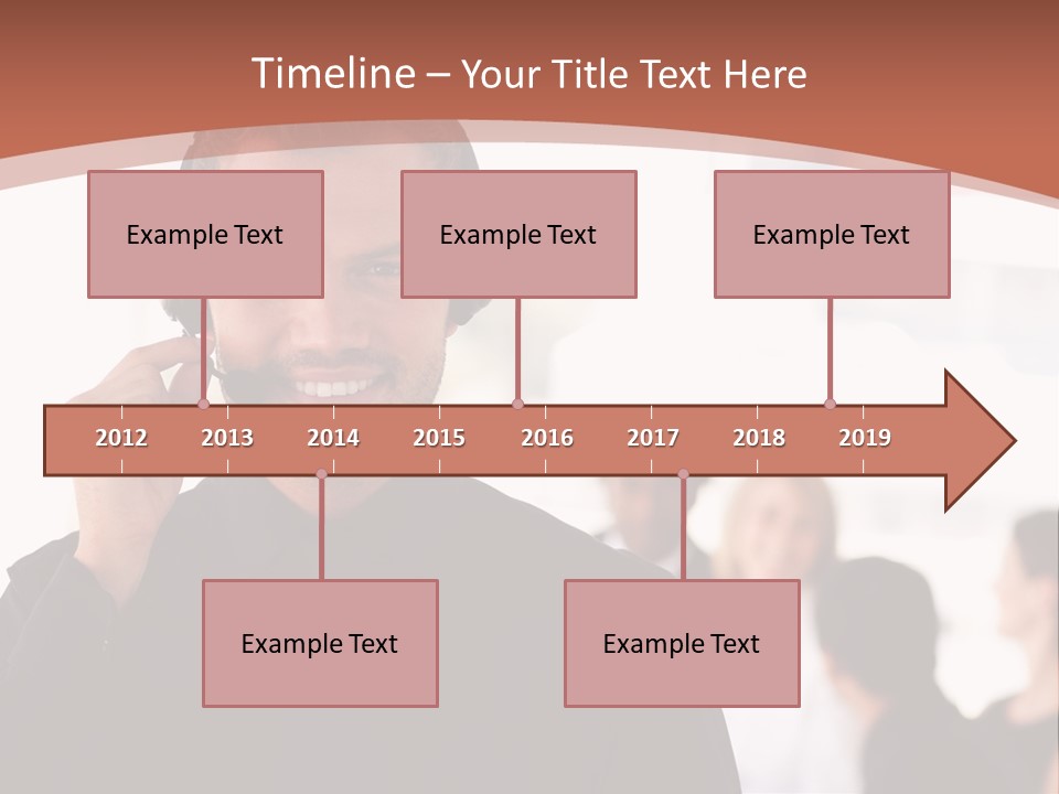 A Man Wearing A Headset With A Group Of People In The Background PowerPoint Template