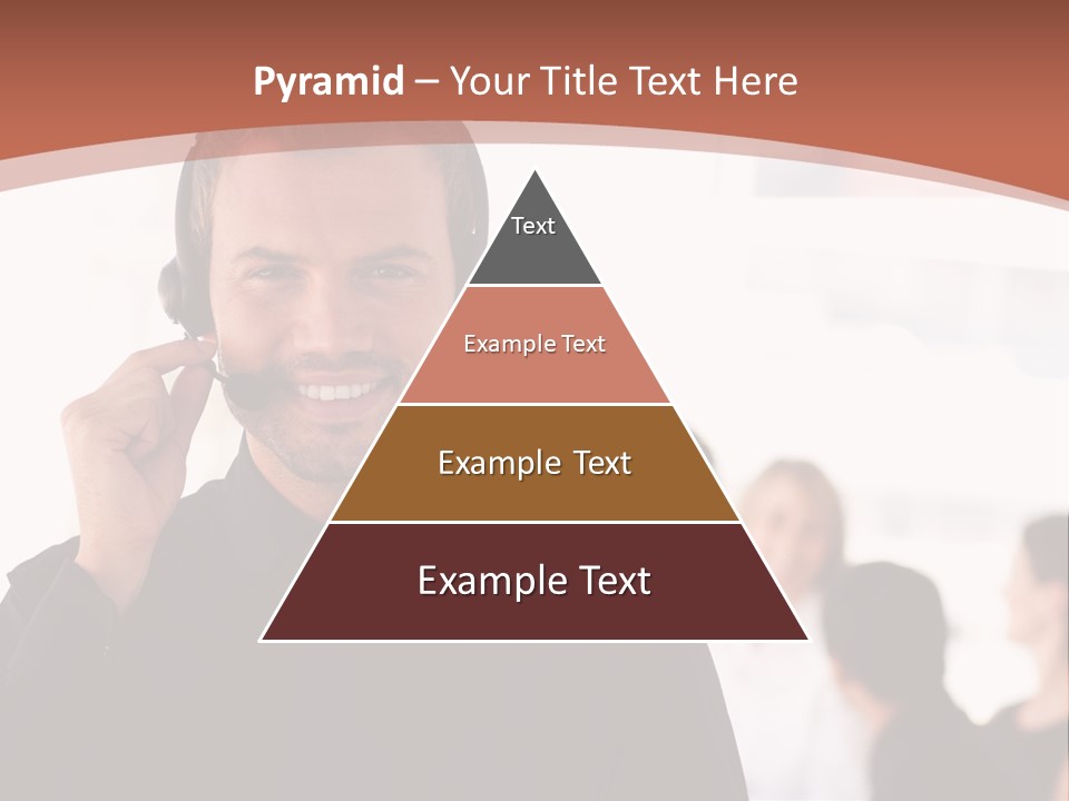 A Man Wearing A Headset With A Group Of People In The Background PowerPoint Template